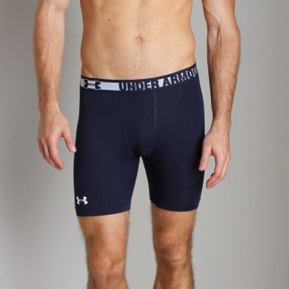Under Armour Men’s HeatGear Sonic Compression Shorts Navy Blue White Size Medium - Picture 5 of 14